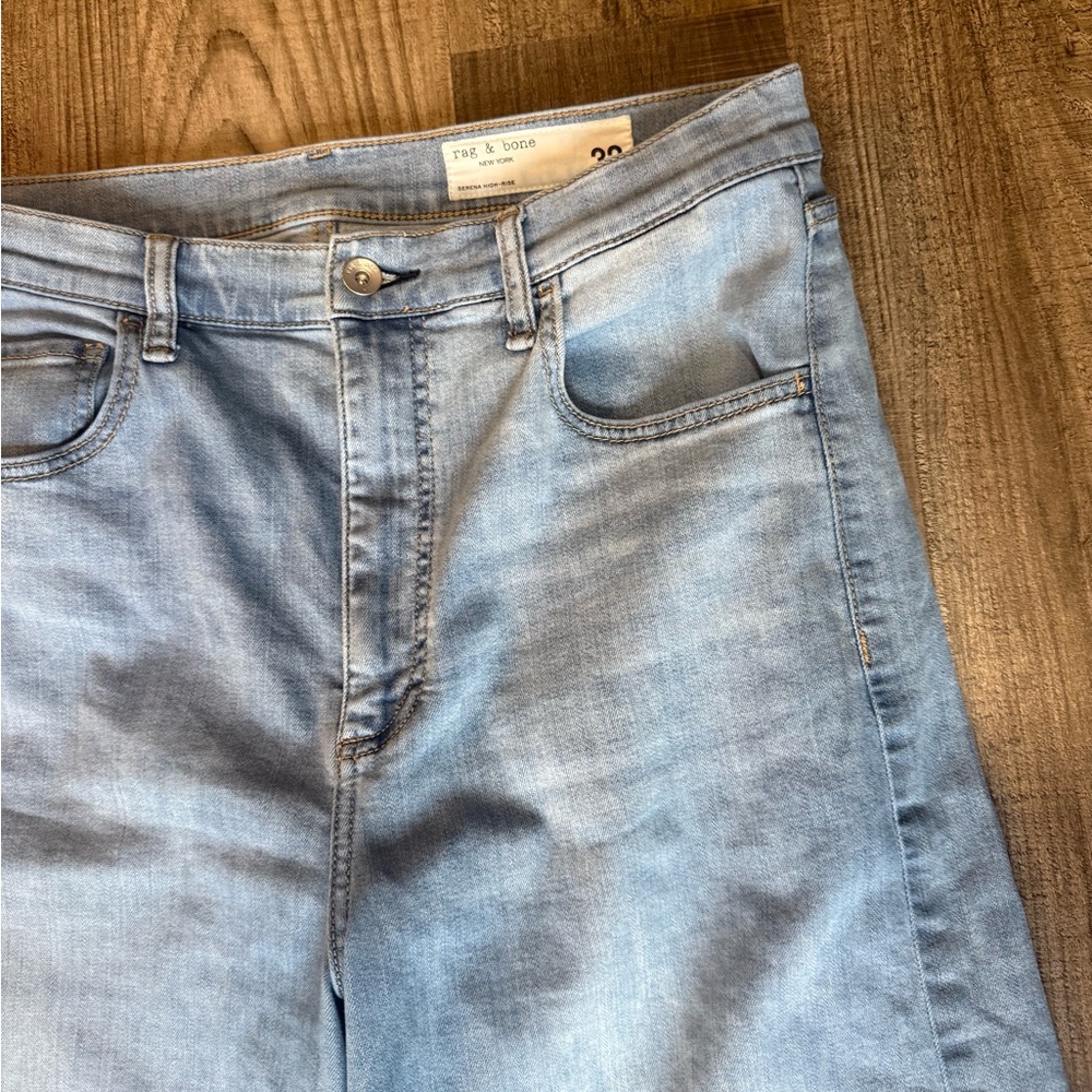 rag & bone Serena High Rise Wide Leg Raw Hem Light Denim 32 - Picture 3 of 7